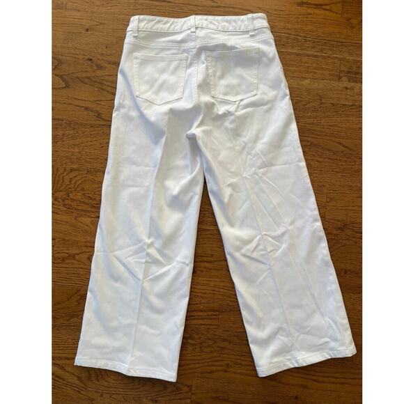 J. McLaughlin Loris White Open Button Fly Wide Leg Cropped Denim Jeans Size 2 - Picture 5 of 7